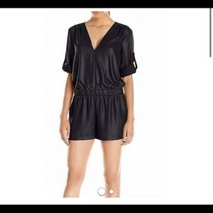 BCBG faux leather romper